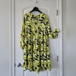 Maeve By Anthropologie Long Sleeve Boho Floral Yellow Dress‎ Women's Size XXS